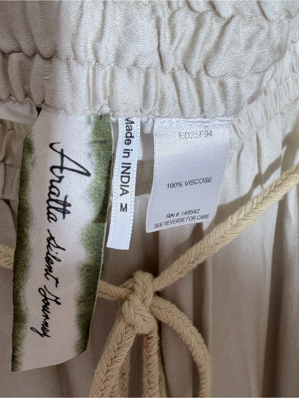 🌸 Aratta Earth Angels Floral Wide Leg Pants Beige Peacock NWT Size M - Picture 6 of 8